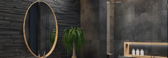Modernes Badezimmer mit Schieferwand